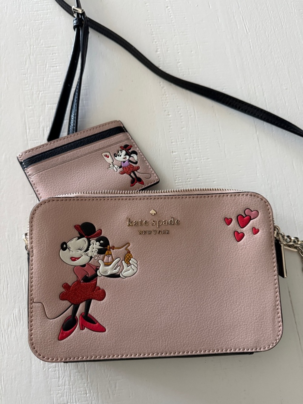 kate spade New York Pink Minnie Mouse Crossbody with card wallet